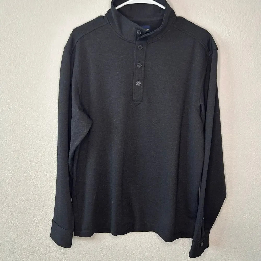 Brooks Brothers Mid layer charcoal gray stretch 1/2 button shirt size M